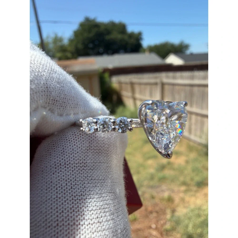 5ct Heart Lab Diamond Engagement Ring 14k White Gold IGI
